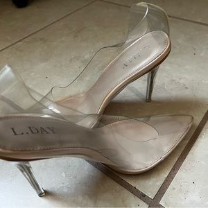 In the clear transparent shoes